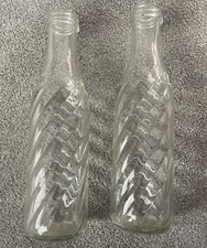 Two Vintage Original Soda Stream Glass Bottles  Embossed Design With No Lids