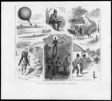 1880 Antique Print - HAMPSHIRE ALDERSHOT ARMY MARCHING COLUMN AIR BALLOON  (202)