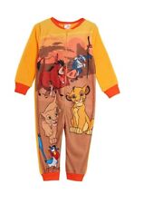 Boys Lion King 1Onesie One Piece Orange Yellow Micro Fleece Pyjamas Age 1-6 Yrs
