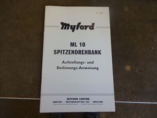 Myford ML10 lathe manual + parts list German Edition, Germany