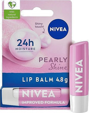 NIVEA Pearly Shine Lip Balm 4.8g Lip Balm with Shea Butter Natural Oils UK