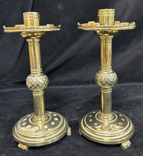 Pair Brass Candlesticks Gothic