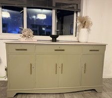 Vintage Rustic Hardwood Sideboard Refinished, Hand Painted