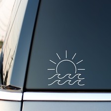 Sun Waves Sticker Car Camper Van Summer Beach Wave Surf Surfing Window Decal