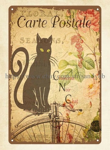 Black cat vintage french - black,