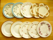 10 xVINTAGE MISMATCHED SALAD/SML DINNER  PLATES JOB LOT WEDDING/TEA ROOMS/PARTY