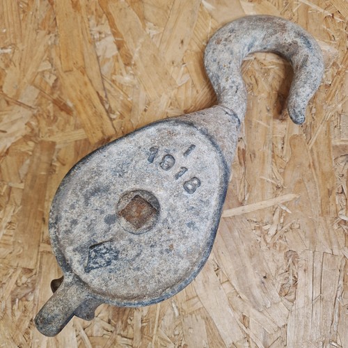 Vintage pulley block hook - pulley,