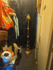 Victorian Gilt Brass Oil Lamp Converted to Electric Light Excellent Condition