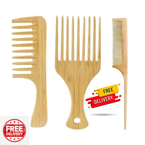 Natural bamboo wooden hair - natural,