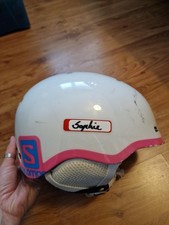 Kids Size S Salomon Helmet in White Glossy Pink with Everest goggles
