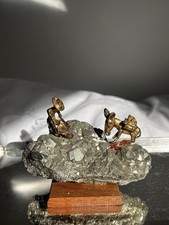 Pyrite Figurine, Fools Gold, With Prospector And Donkey Figurine