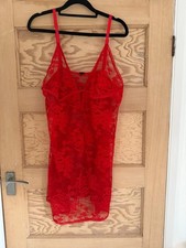 Red Ann Summers lace chemise slip, body, size 18