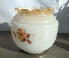 Vintage Milk White Glass Lamp Light Shade With Tinted Edges and Floral Design