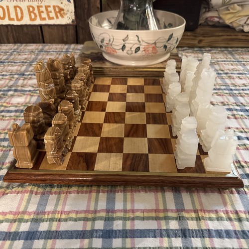 Chess board and pieces aztec - board,