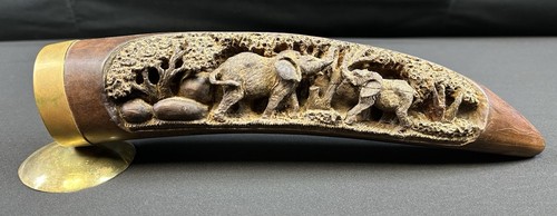 Rare hand carved wooden tusk - hand,