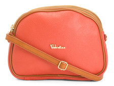 VALENTINA Genuine Leather Crossbody Handbag Made In Italy pink coral MSRP $220