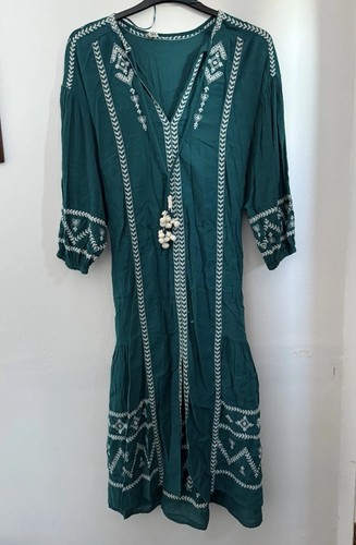 Zara green embroidered neck - zara,
