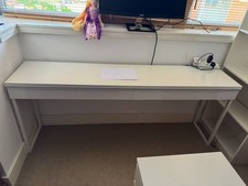 Ikea Besta Burs Long White Glossy Desk/Console Table / 2 Drawers180x40x74cm