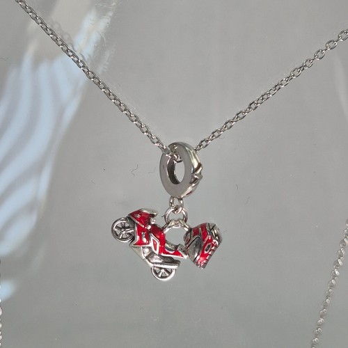 Motorcycle helmet necklace - &,