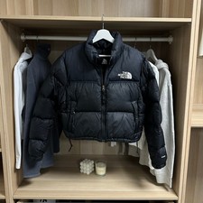 The North Face Nuptse Womens Down Puffer Jacket 700 Size M Short Black Genuine