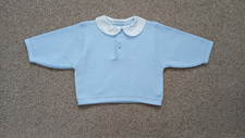 Baby blue top with white collar 3-6 months. Vintage CLAYEUX 
