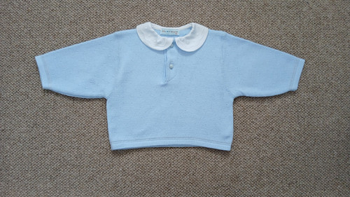Baby blue top with - , white