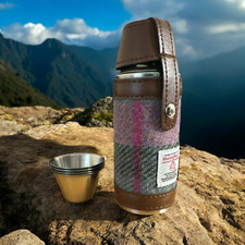 Harris Tweed 8oz Hunting Flasks in 5 Colours