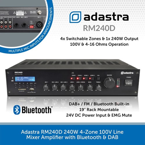 Adastra rm240d 100v mixer amp - rm240d,