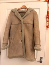 ladies hooded sheepskin coat