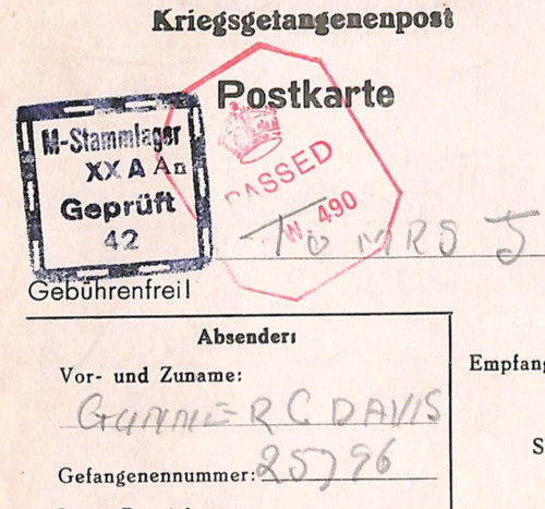 Germany ww2 pow mail card - germany,