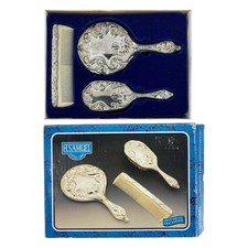 Vintage H.Samuel Silver Plated Vanity Dressing Table Set Comb Brush Mirror Used