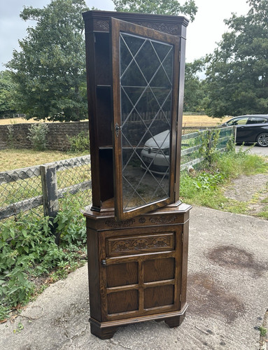 Vintage oak corner display - vintage,