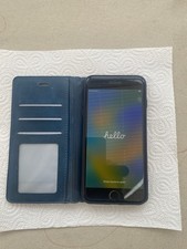 Apple iPhone 8 Plus 256GB, Black, Unlocked In Good Condition inc. blue wallet