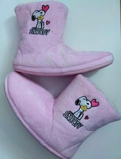 M&S Kids PEANUTS SNOOPY  Bootie Slippers Pink Size 6 BNWT