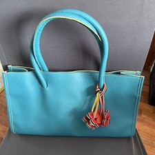 Cute NwOT Y2k Vintage Nathalie  Anderson Bag Turquoise With Flowers