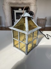 Arts and Crafts Leaded Green Glass Pendant Lantern