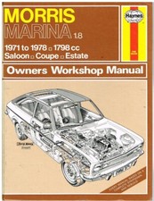 MORRIS MARINA 1800 SALOON COUPE ESTATE (1971-78) OWNERS WORKSHOP MANUAL *VGC*