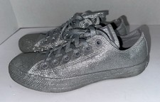Converse All Star Chuck Taylor Low Top Silver Full Glitter RARE Womens 8 Mens 6