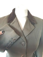 Emma Willis Vintage Crombie Style Green Coat Velvet Collar EU38 UK 8  Mod issues