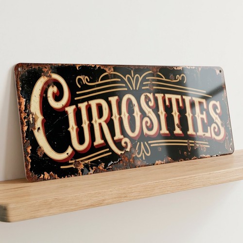 Curiosities metal sign - curiosities,