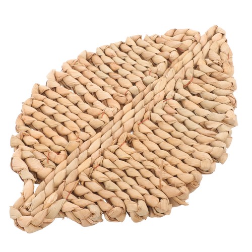 Leaf shape woven coaster - leaf,