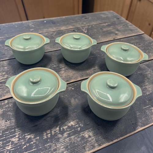 Five denby manor green lidded - denby,