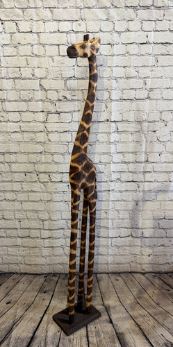 180cm burnt wooden giraffe - wooden,