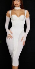 House of CB Talika IVORY CORSET MIDI DRESS (size s) 
