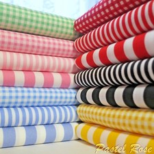 Candy Stripes Mini Gingham / Checks 100% COTTON Poplin Fabric Metre Fat Quarter