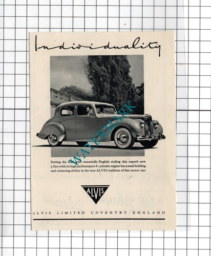 Alvis car advert 1950 - ,