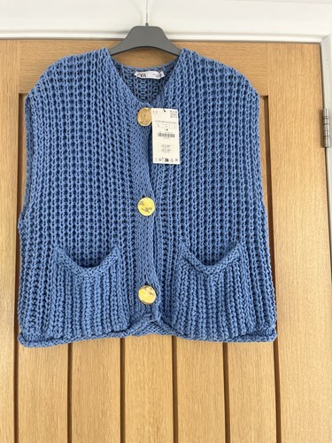 Blue open knit - blue, gilet