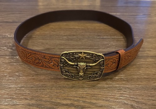 Western style tooled - style, belt