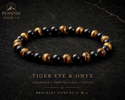 Tiger eye onyx bracelet - &,