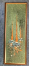 Original oil/acrylic yacht  painting 38.5” x 13.5” Contemporary art -Sea Boat